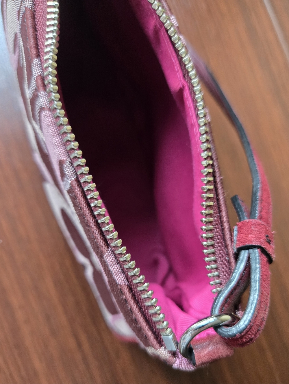 Coach Burgundy Suede Signature Demi Hampton Shoulder Bag Y2K - Picture 10 of 15